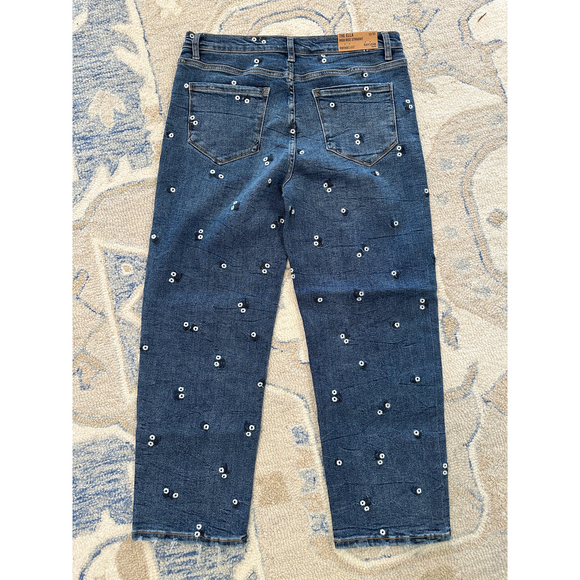 Kensie Jeans Kenzie Jeans The Ella High Rise Straight With Embroidery in Blue - Picture 3 of 5